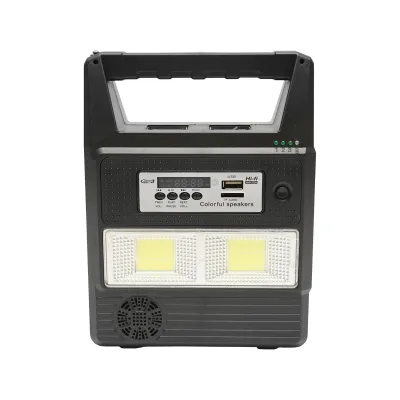 Kit di illuminazione LED portatile con 3 lampadine/proiettore, radio FM, telecomando a pannello solare e batteria da 6 V, 3 Ah per la pesca in campeggio GD-8216 - immagine 3