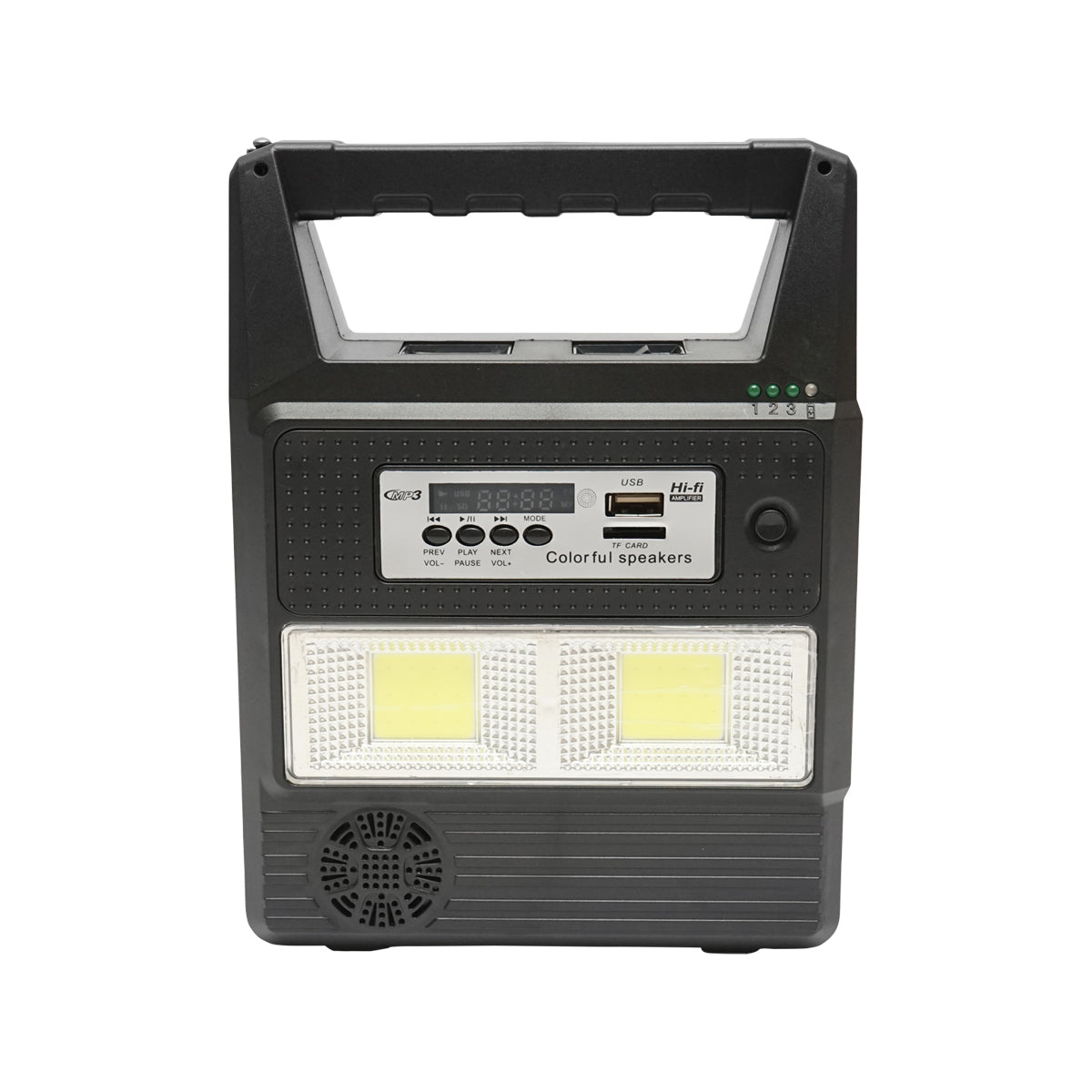 Kit di illuminazione LED portatile con 3 lampadine/proiettore, radio FM, telecomando a pannello solare e batteria da 6 V, 3 Ah per la pesca in campeggio GD-8216 - immagine 3
