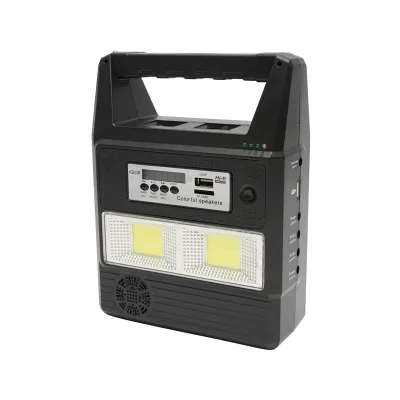 Kit di illuminazione LED portatile con 3 lampadine/proiettore, radio FM, telecomando a pannello solare e batteria da 6 V, 3 Ah per la pesca in campeggio GD-8216 - immagine 4