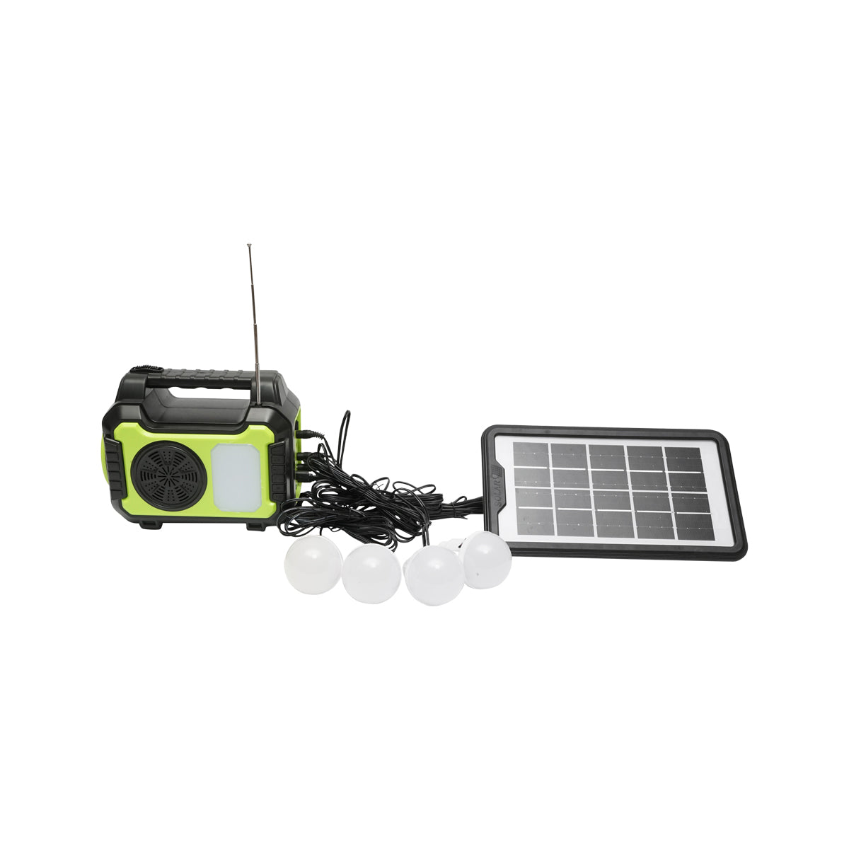 Kit di illuminazione LED portatile con 4 lampadine/proiettore, radio FM, pannello solare e batteria da 3,7 V, 10000 mAH per la pesca in campeggio GD-8072