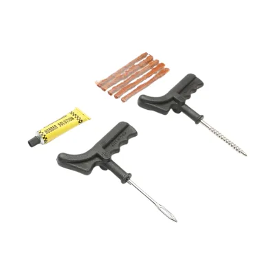 Kit di riparazione per pneumatici tubeless con vulcanizzazione a freddo, completo di cordoncini e adesivo