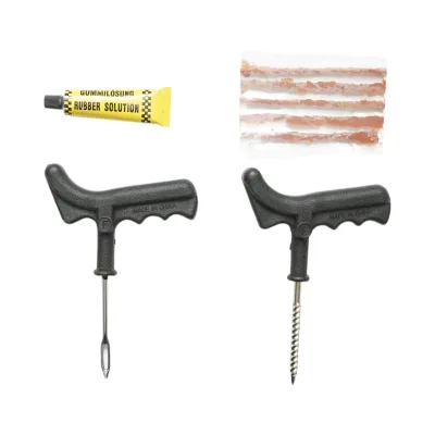 Kit di riparazione per pneumatici tubeless con vulcanizzazione a freddo, completo di cordoncini e adesivo - immagine 3