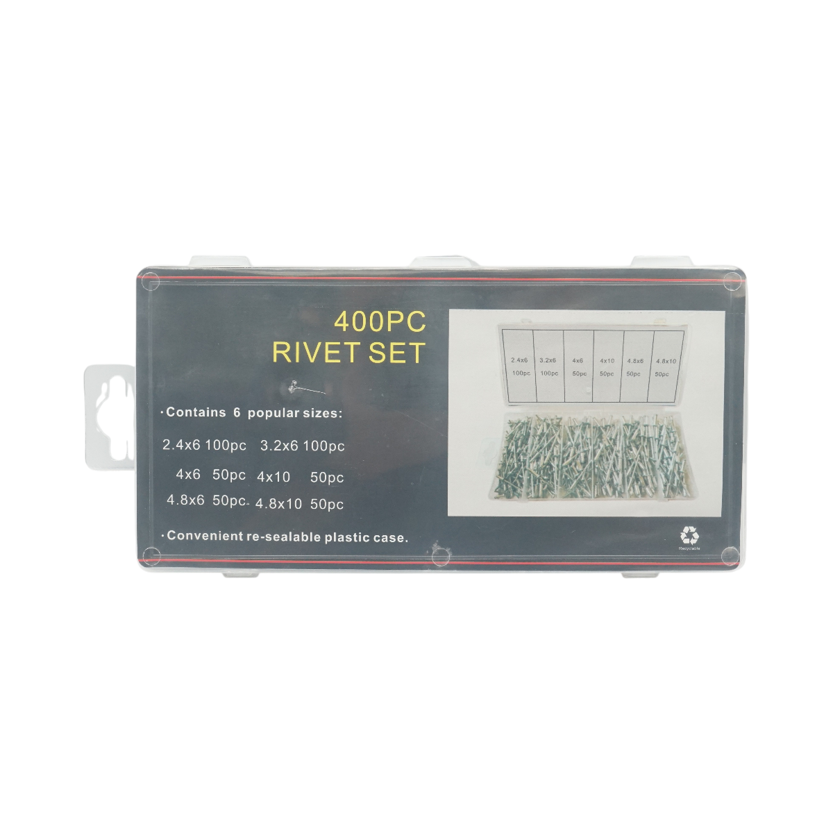 Kit di rivetti pop in alluminio 2,4-4,8 mm 400 pezzi - immagine 3
