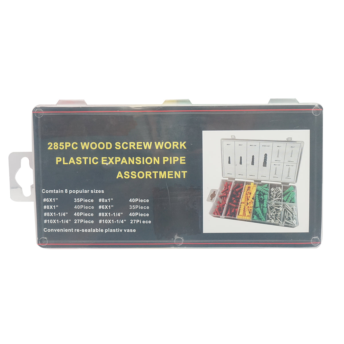 Kit di tasselli in plastica e viti autofilettanti 6-10 mm 285 pezzi - immagine 3