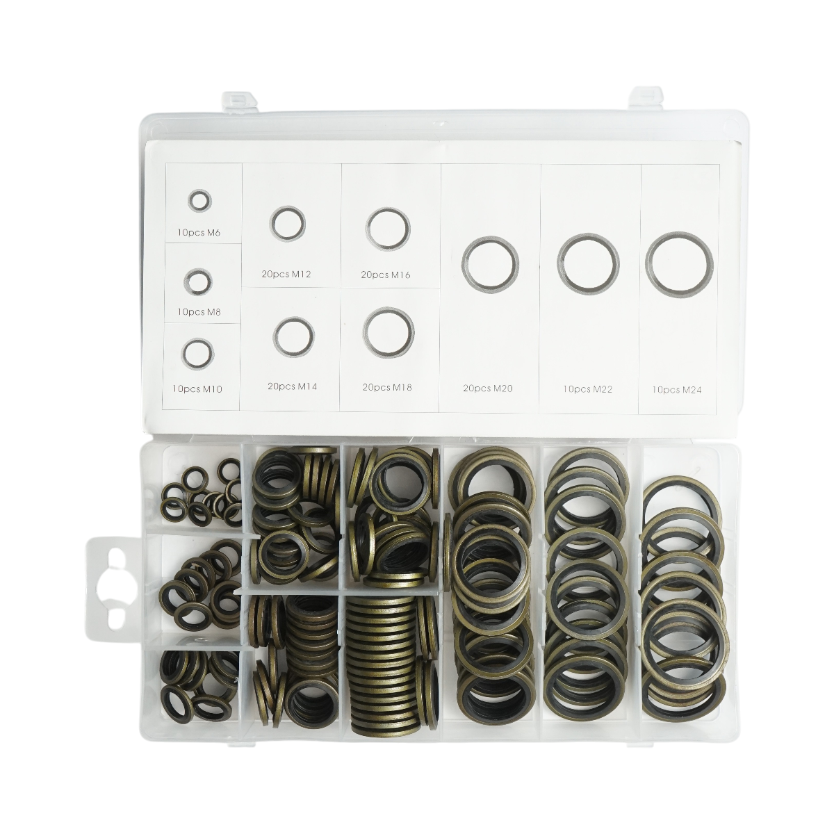 Kit guarnizioni metalliche con gomma M6-M24 150 pezzi - immagine 2