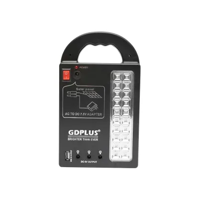 Kit illuminazione LED portatile con 3 lampadine/proiettore, pannello solare e batteria 6V, 3Ah per pesca in campeggio GD-17 - immagine 3