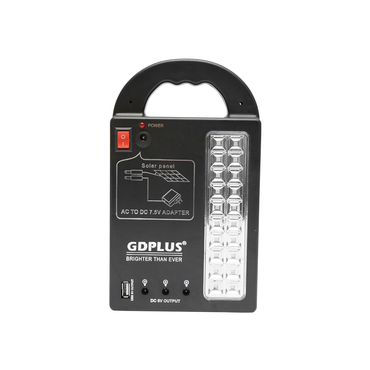 Kit illuminazione LED portatile con 3 lampadine/proiettore, pannello solare e batteria 6V, 3Ah per pesca in campeggio GD-17 - immagine 3