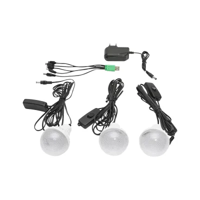 Kit illuminazione LED portatile con 3 lampadine/proiettore, pannello solare e batteria 6V, 3Ah per pesca in campeggio GD-17 - immagine 6