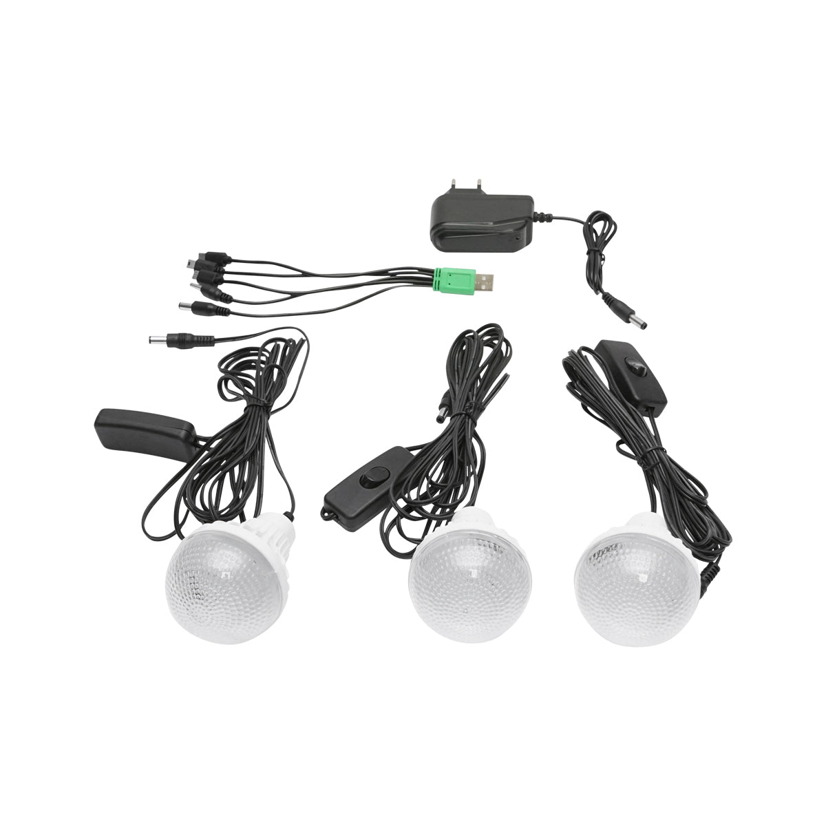 Kit illuminazione LED portatile con 3 lampadine/proiettore, pannello solare e batteria 6V, 3Ah per pesca in campeggio GD-17 - immagine 6