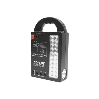 Kit illuminazione LED portatile con 3 lampadine/proiettore, pannello solare e batteria 6V, 3Ah per pesca in campeggio GD-17 - immagine 4