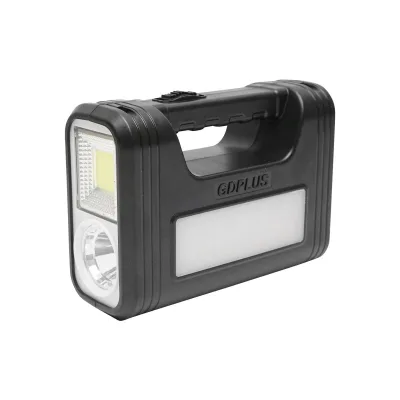 Kit illuminazione LED portatile con 3 lampadine/proiettore, pannello solare e batteria 6V, 3Ah per pesca in campeggio GD-8017COB - immagine 2