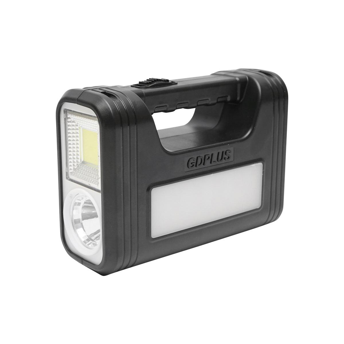 Kit illuminazione LED portatile con 3 lampadine/proiettore, pannello solare e batteria 6V, 3Ah per pesca in campeggio GD-8017COB - immagine 2