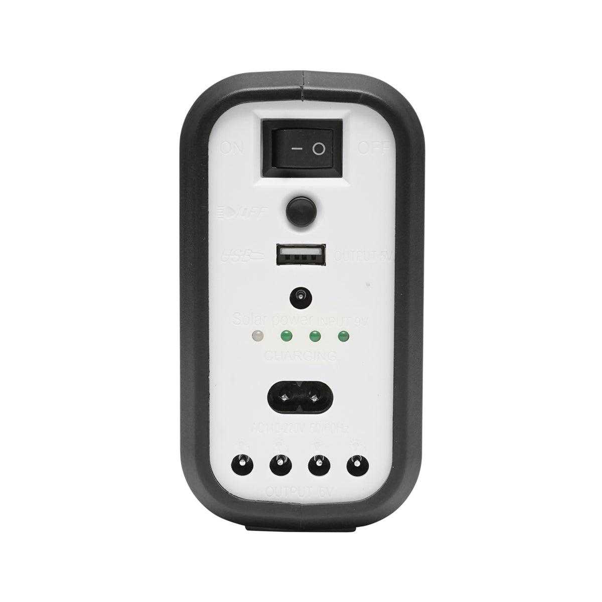 Kit illuminazione LED portatile con 3 lampadine/proiettore, pannello solare e batteria 6V, 3Ah per pesca in campeggio GD-8017COB - immagine 5