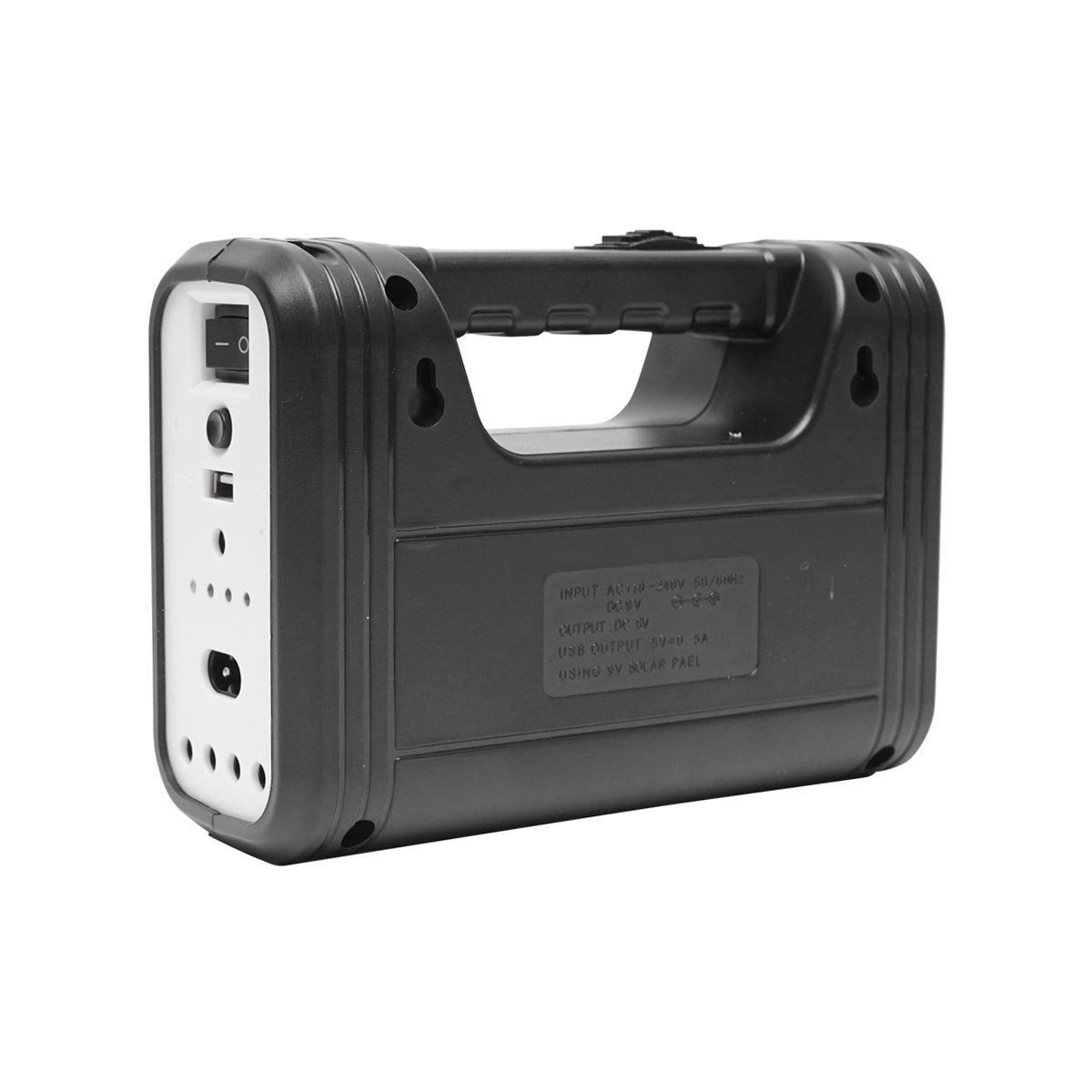 Kit illuminazione LED portatile con 3 lampadine/proiettore, pannello solare e batteria 6V, 3Ah per pesca in campeggio GD-8017COB - immagine 4