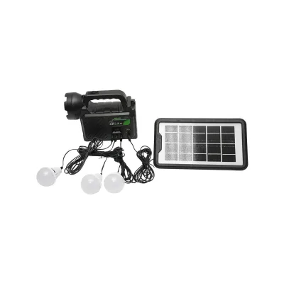 Kit illuminazione LED portatile con 3 lampadine/proiettore, pannello solare e batteria da 3,7 V, 5500 Ah per pesca in campeggio GD-P30