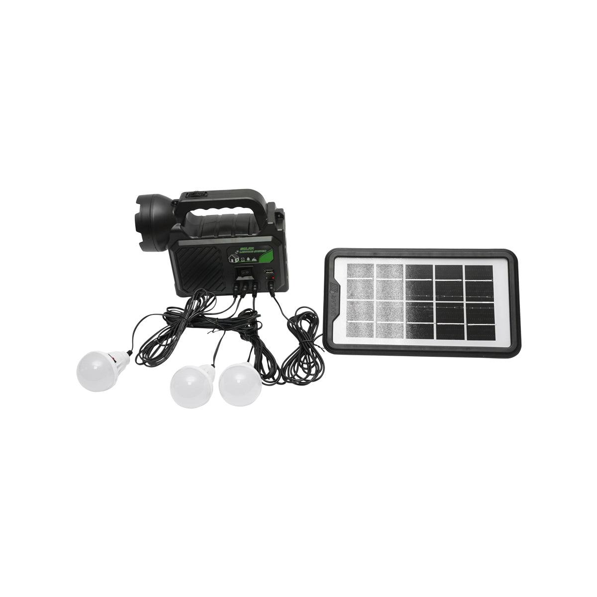 Kit illuminazione LED portatile con 3 lampadine/proiettore, pannello solare e batteria da 3,7 V, 5500 Ah per pesca in campeggio GD-P30