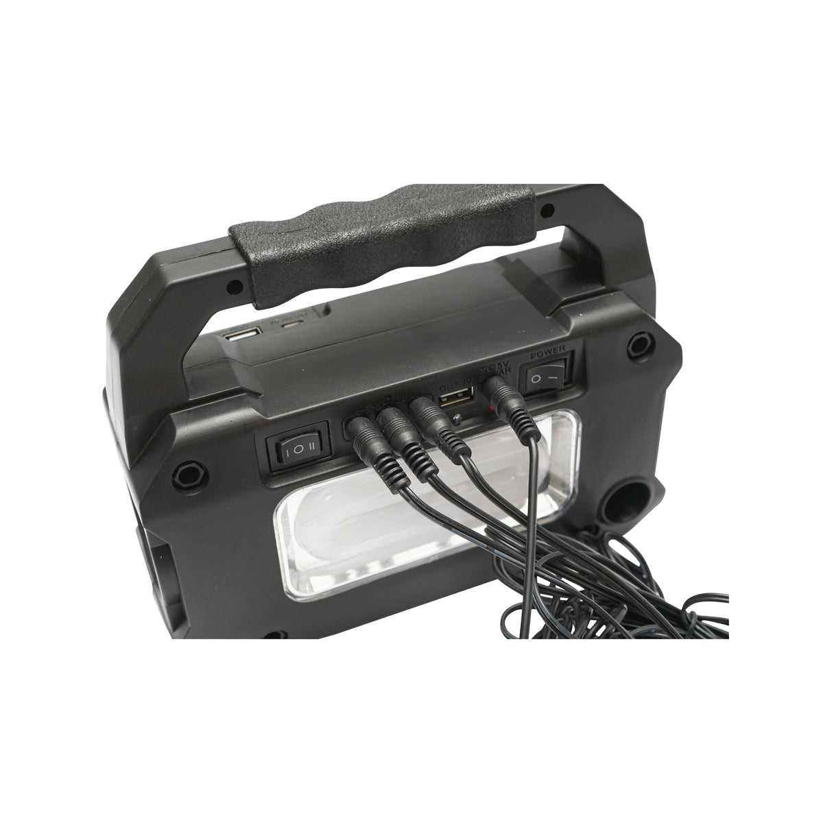 Kit illuminazione LED portatile con 3 lampadine/proiettore, pannello solare radio FM e batteria da 4500 mAh per pesca in campeggio GD-8081FM - immagine 5
