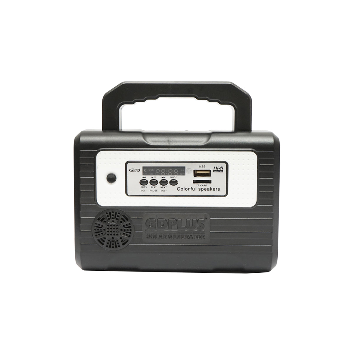 Kit illuminazione LED portatile con 3 lampadine/proiettore, pannello solare, radio FM, MP3 e batteria da 4500 mAh per pesca da campeggio GD-8028COB - immagine 4