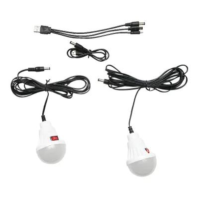 Kit illuminazione portatile a LED con 2 lampadine/proiettore, pannello solare e batteria da 4000 mAh per la pesca in campeggio GD-8077 - immagine 5