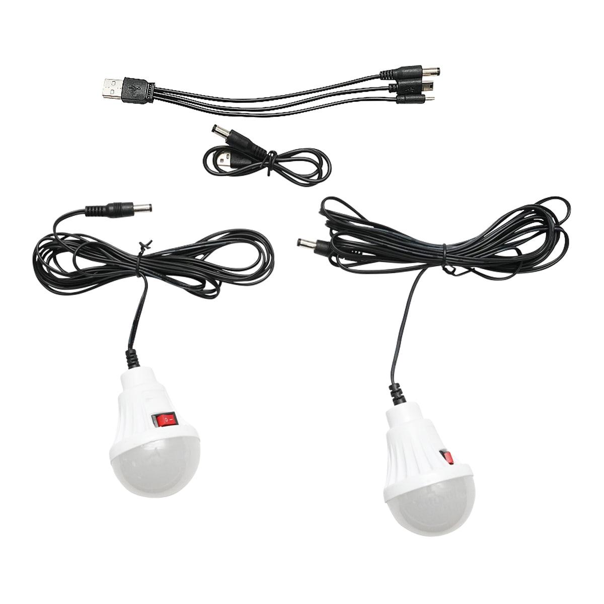 Kit illuminazione portatile a LED con 2 lampadine/proiettore, pannello solare e batteria da 4000 mAh per la pesca in campeggio GD-8077 - immagine 5