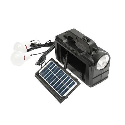 Kit illuminazione portatile a LED con 2 lampadine/proiettore, pannello solare e batteria da 4000 mAh per la pesca in campeggio GD-8077 - immagine 3