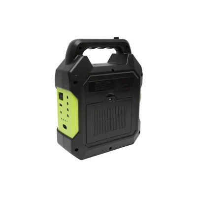 Kit illuminazione portatile a LED con 3 lampadine/proiettore, radio FM, pannello solare e batteria da 6 V, 4,5 Ah per la pesca in campeggio GD-15 - immagine 2