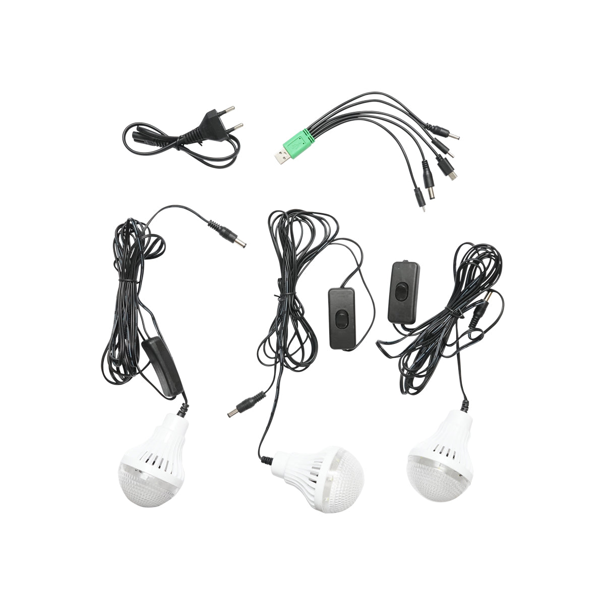 Kit illuminazione portatile a LED con 3 lampadine/proiettore, radio FM, pannello solare e batteria da 6 V, 4,5 Ah per la pesca in campeggio GD-15 - immagine 5
