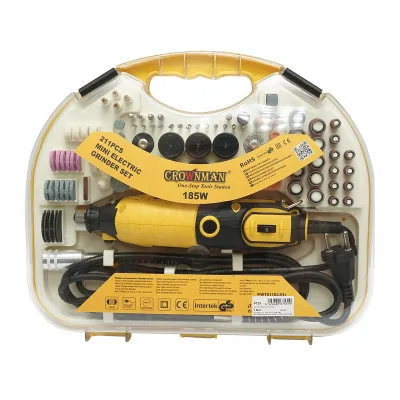 Kit mini fresa 185W, 220V tipo biax, 9 velocità 8000-35000rpm 211 pezzi Crownman - immagine 2