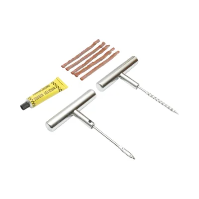 Kit professionale per la riparazione di pneumatici tubeless con vulcanizzazione a freddo, completo di cordoncini e adesivo