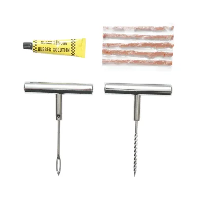 Kit professionale per la riparazione di pneumatici tubeless con vulcanizzazione a freddo, completo di cordoncini e adesivo - immagine 3