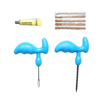 Kit professionale per la riparazione di pneumatici tubeless con vulcanizzazione a freddo, completo di cordoncini e adesivo. - immagine 3