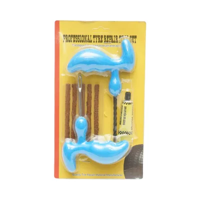 Kit professionale per la riparazione di pneumatici tubeless con vulcanizzazione a freddo, completo di cordoncini e adesivo. - immagine 2