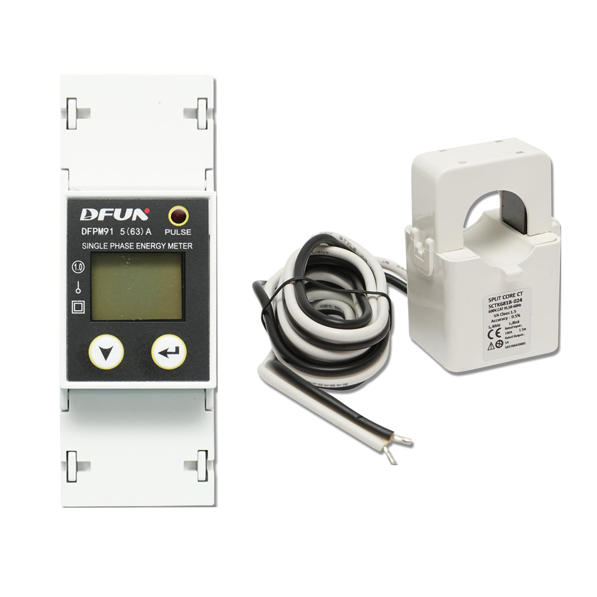 Kit relè di potenza per contatore intelligente DFUN DFPM91, monofase 220 V, 63 A con fusibile digitale, trasformatore Split Core 600 V, 50-60 Hz