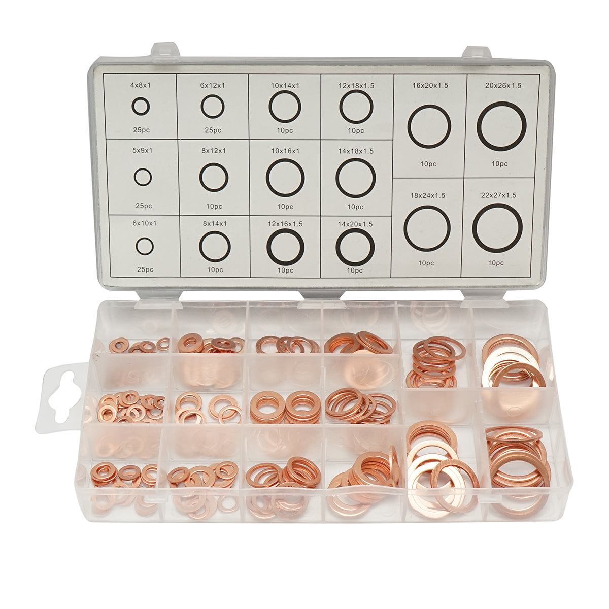 Kit rondelle in rame 4-22mm 220 pezzi