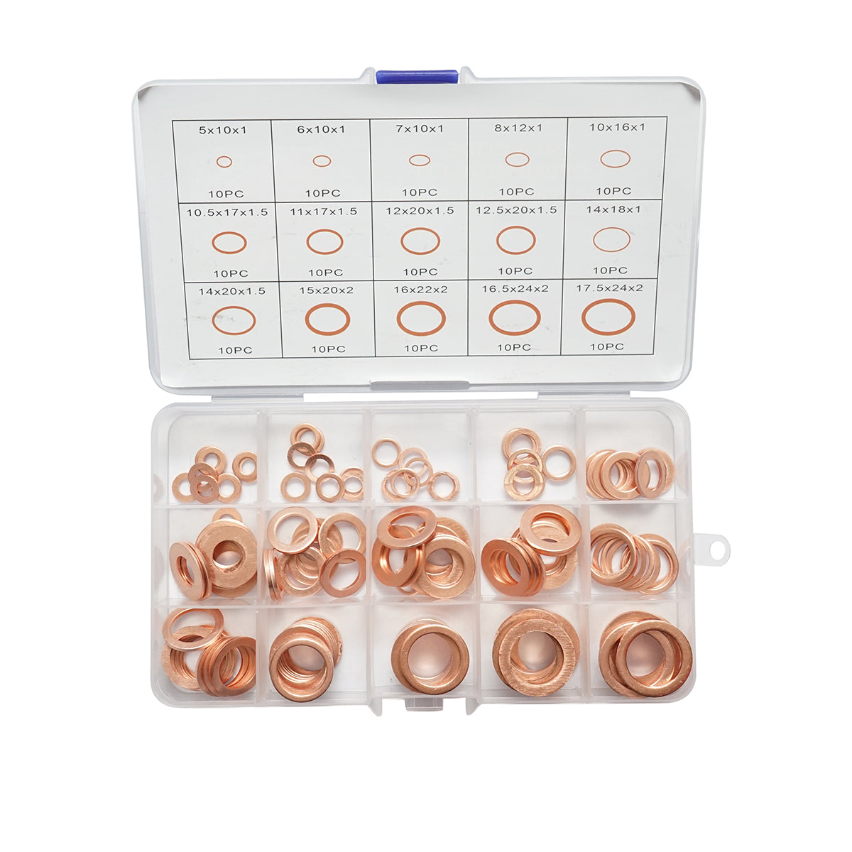 Kit rondelle in rame Ø 5-17,5mm 150 pezzi - immagine 3