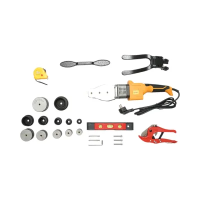 Kit saldatrice per tubi in PPR da 800W con display digitale 0-300°C, 6 ganasce 20-63mm, 3 livelle a bolla, metro a nastro, pinze da taglio. Breckner Germany - immagine 2