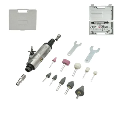 Kit smerigliatrice pneumatica diritta, 25000 giri/min, pressione 6-8 bar, 16 pezzi