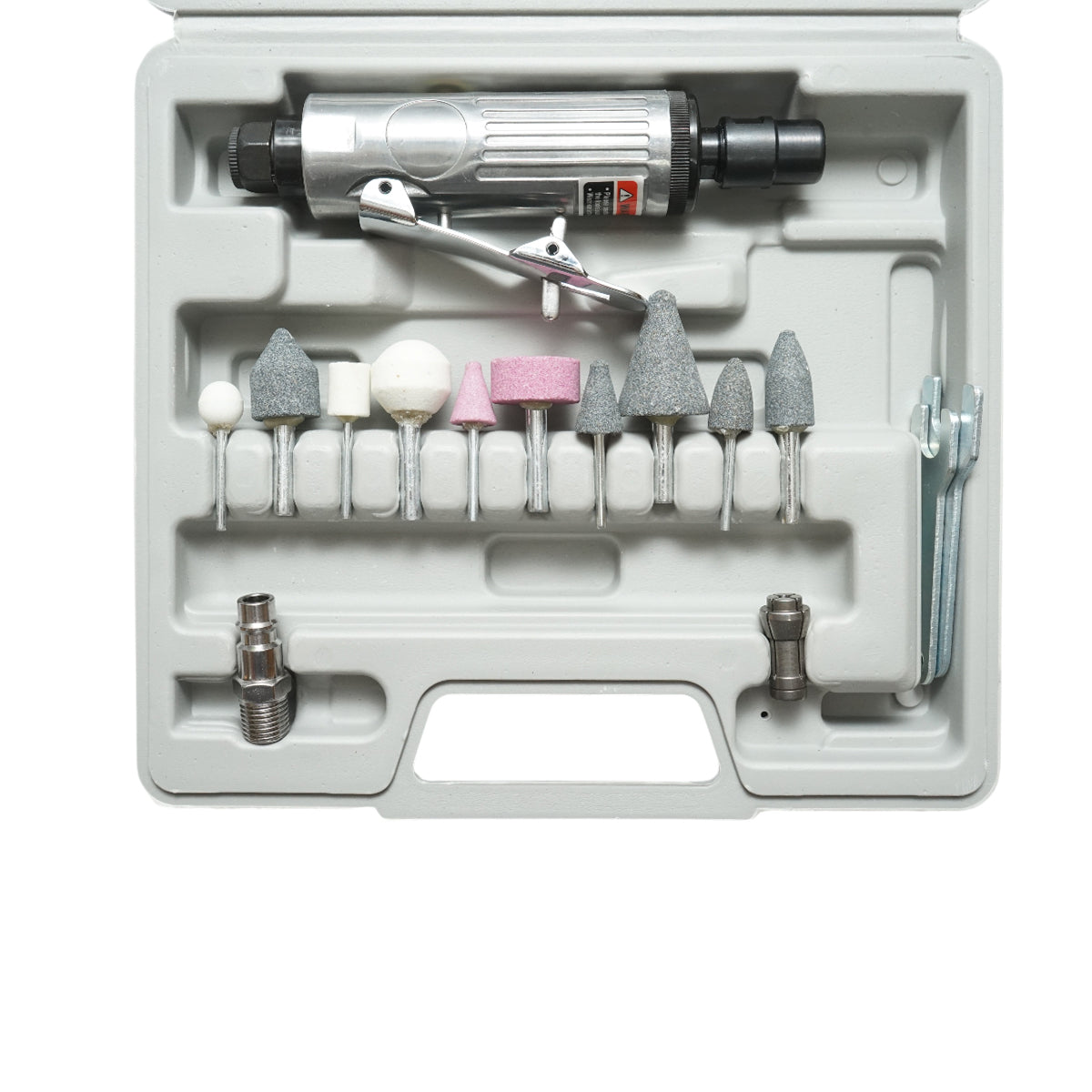 Kit smerigliatrice pneumatica diritta, 25000 giri/min, pressione 6-8 bar, 16 pezzi - immagine 4