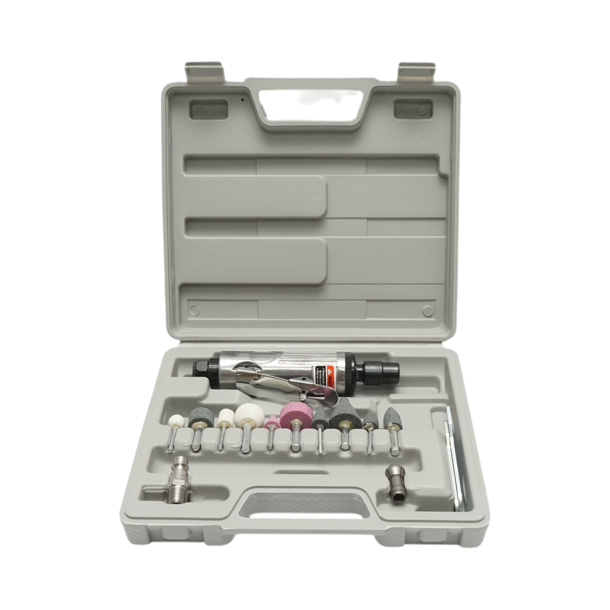 Kit smerigliatrice pneumatica diritta, 25000 giri/min, pressione 6-8 bar, 16 pezzi - immagine 2