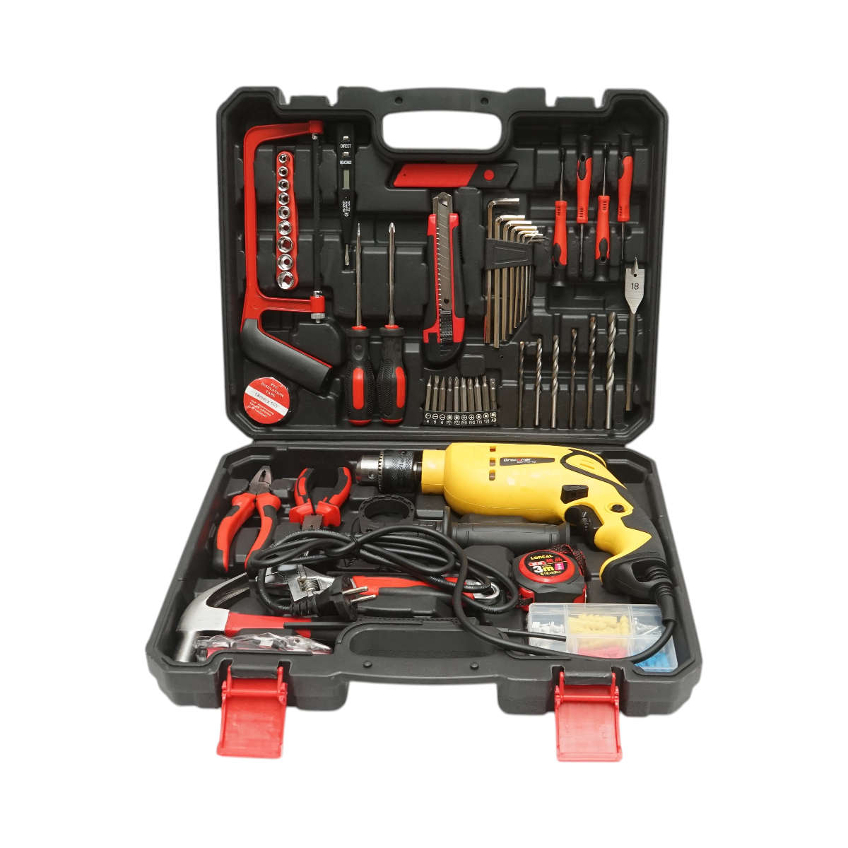 Kit trapano a percussione 600W, 220V, mandrino da 13 mm, velocità 3300 giri/min con 66 pezzi di utensili e attrezzi Breckner Germany