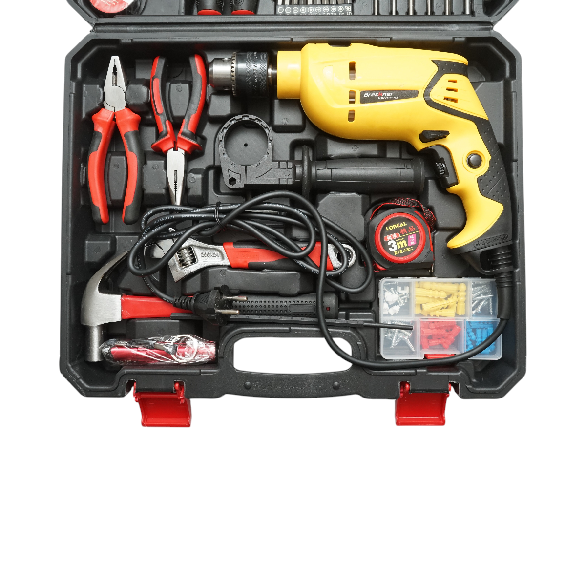 Kit trapano a percussione 600W, 220V, mandrino da 13 mm, velocità 3300 giri/min con 66 pezzi di utensili e attrezzi Breckner Germany - immagine 6
