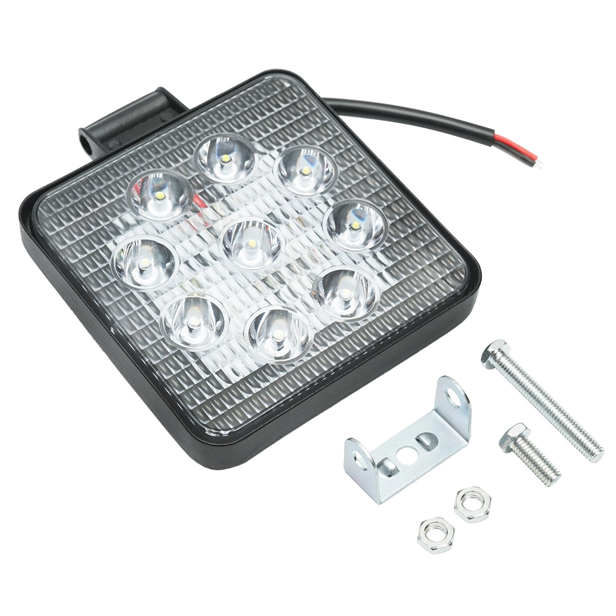 Lampada con 9 LED, 10-60V, 27W, angolo di radiazione 30°, tipo spot, 107x107x49mm, 6000K, IP67. - immagine 3