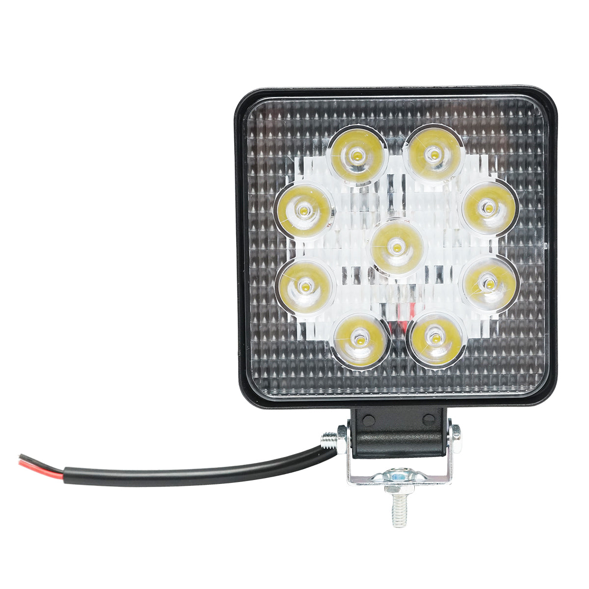 Lampada con 9 LED, 10-60V, 27W, angolo di radiazione 30°, tipo spot, 107x107x49mm, 6000K, IP67.