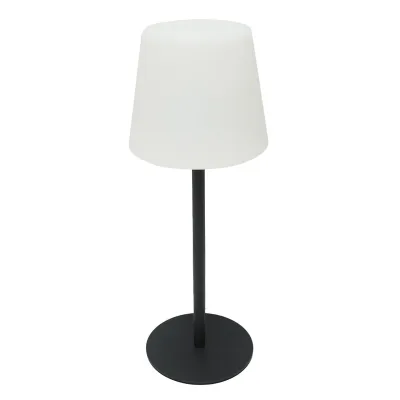 Lampada da tavolo LED ricaricabile per interni ed esterni, 2W, 3.7V 1200mAh, USB 5V 1A, luminosità regolabile, funzione memoria, IP65, nera
