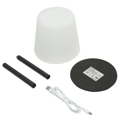 Lampada da tavolo LED ricaricabile per interni ed esterni, 2W, 3.7V 1200mAh, USB 5V 1A, luminosità regolabile, funzione memoria, IP65, nera - immagine 2