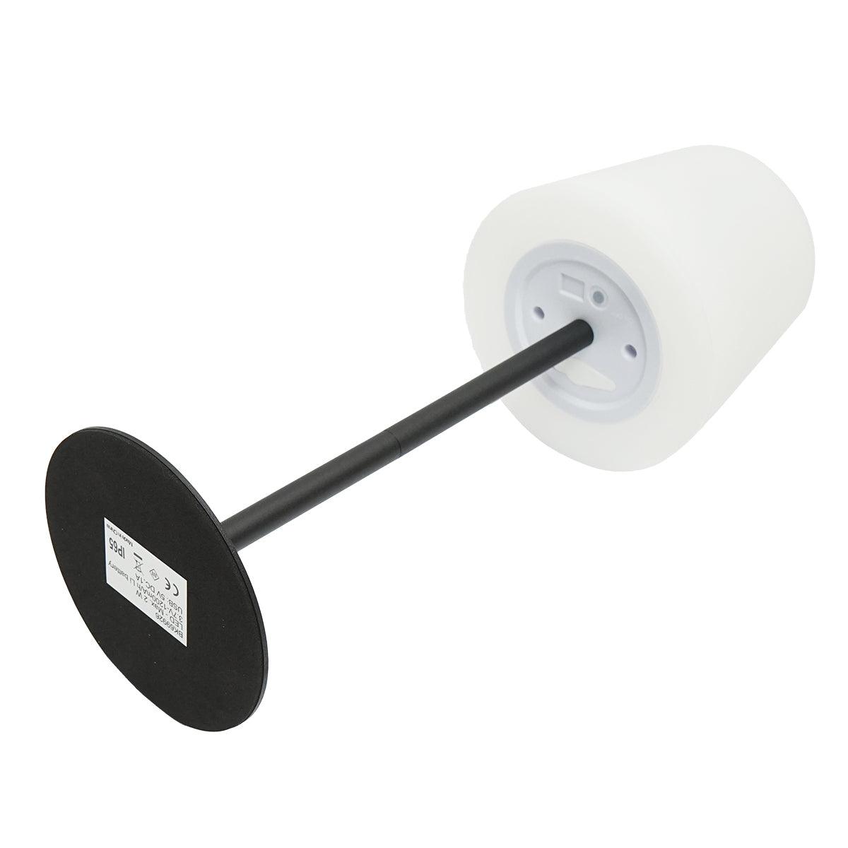 Lampada da tavolo LED ricaricabile per interni ed esterni, 2W, 3.7V 1200mAh, USB 5V 1A, luminosità regolabile, funzione memoria, IP65, nera - immagine 4