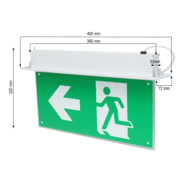 Lampada di emergenza a LED EXIT 220V, 3W, batteria agli ioni di litio 1800mAh, montaggio a incasso, autonomia 3 ore IP20 - immagine 2