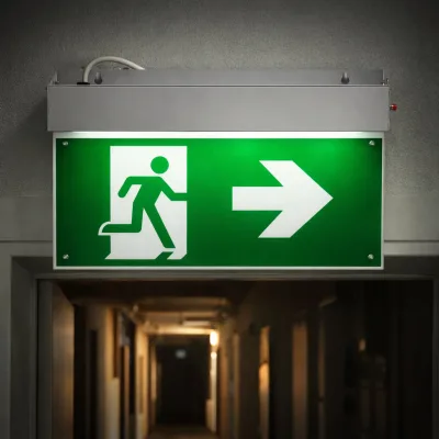 Lampada di emergenza a LED EXIT 220V, 3W, batteria agli ioni di litio 1800mAh, montaggio a superficie, autonomia 3 ore IP20 - immagine 3