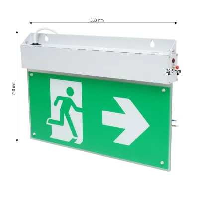 Lampada di emergenza a LED EXIT 220V, 3W, batteria agli ioni di litio 1800mAh, montaggio a superficie, autonomia 3 ore IP20 - immagine 2