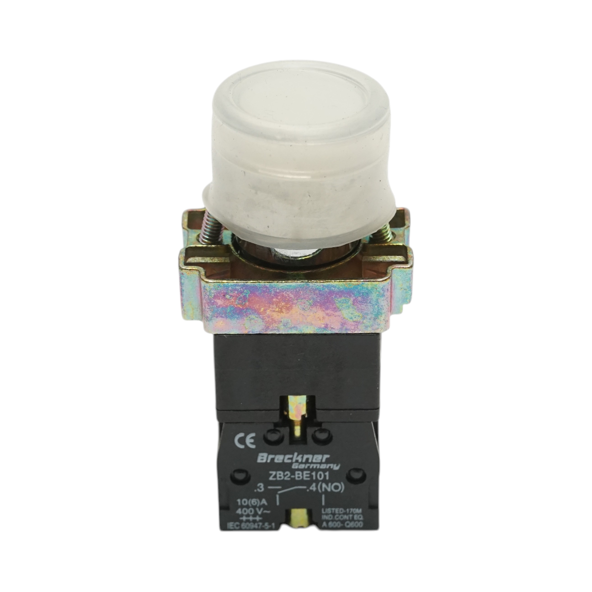 Lampada di segnalazione bianca con alimentazione diretta e protezione 1NO, 220V, IP65, LAY5 Breckner Germany